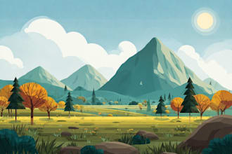 draw a flat vector landscape illustration