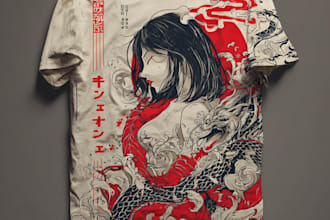 draw japanese t shirt illustration
