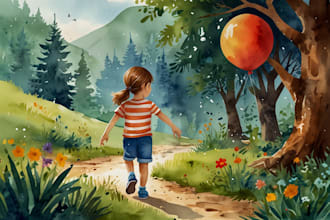 draw whimsical watercolor illustration for children book