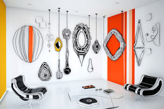 design unique doodle wall art and murals for home or office
