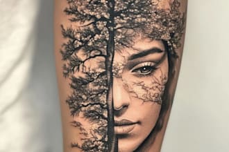 make a professional japanese, asian style tattoo design