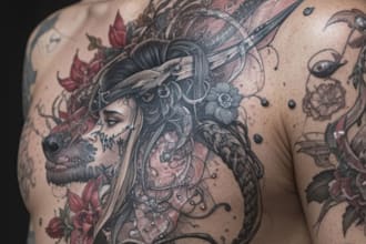 custom a geometric realism in black and grey tattoo design