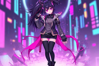 design anime character , cyberpunk character