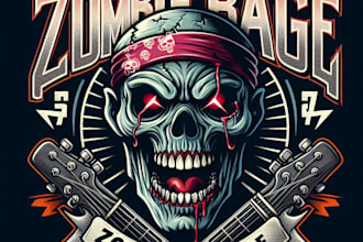 design high quality zombie rage mascot logo with t shirt design