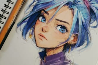 draw or color drawing, anime character, manga, comic, sketch