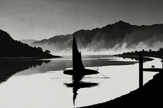 draw simple black and white illustration