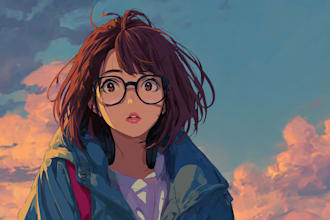 draw your original character in anime style art illustration