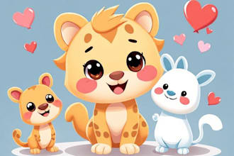 draw animals cartoon illustration