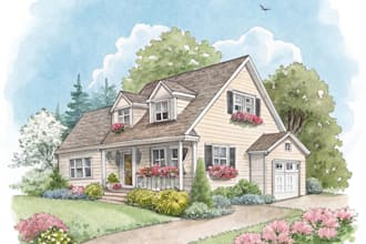 create a custom watercolor home portrait, house illustration