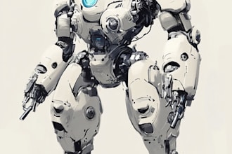 draw robot, macha, spaceship