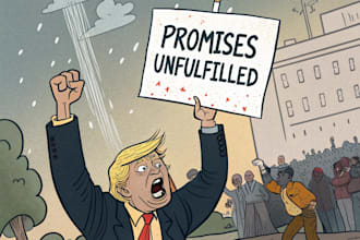 create a political or satirical cartoon