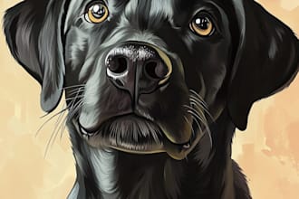 design a custom  pet portrait illustration