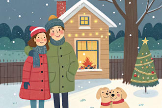 draw christmas couple family or pet portrait