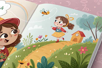 do children story book illustration and children book cover