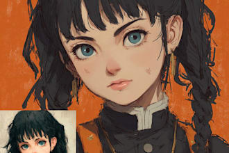 draw your portrait in anime or manga style