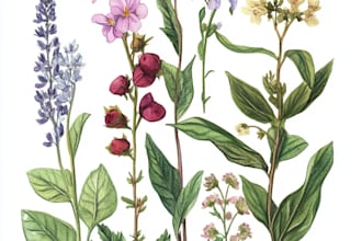 paint water color botanical illustrations of plants flowers