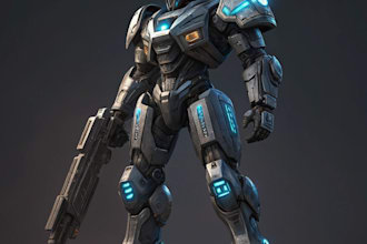 custom futuristic mecha robot character art