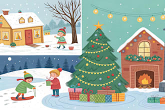 draw amazing christmas children book and cover illustrations