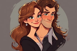 draw couple portrait for wedding illustration