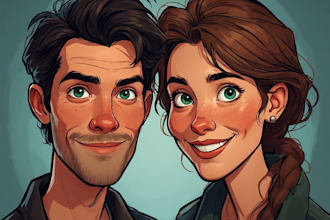 draw cartoon couple portrait