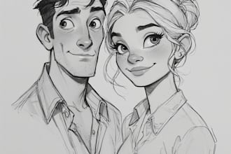draw couple portrait illustration
