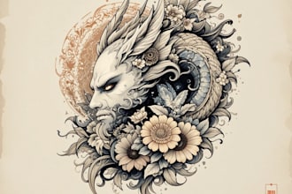 design professional japanese, asian style tattoo design
