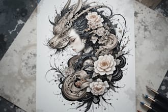 create your japanese custom tattoo design and illustration