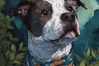 draw  pets portrait illustration in  style