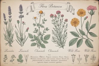 create a beautiful vintage botanical illustration poster
