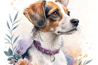 design professional digital watercolor and oil portrait art of your pet animal