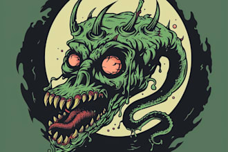 design vintage horror fun creature logo art