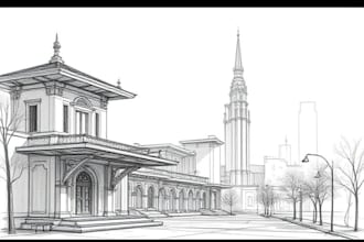 draw an amazing architecture and urban design sketch
