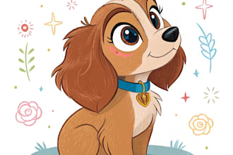 draw your pet portrait into cute disney style