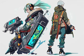 design cyberpunk character, fantasy character design