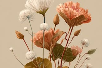 draw botanical illustration of plants and flowers