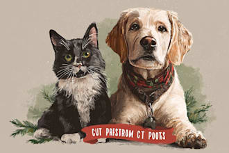 paint watercolor illustration and digital art for your pet