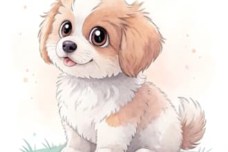 draw cute pet watercolor portrait illustration