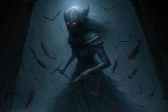 fantasy horror art illustration or dark creepy