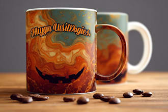 do custom graphics for coffee mug or cup, tumbler, drinkware designs