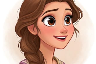 draw a portrait in semi realism disney cartoon style