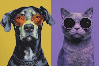 draw pop art dog cat pet potrait