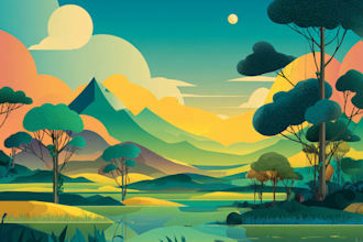 illustrate fantastic flat vector landscape illustration
