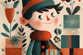 draw christmas illustrations and cards for you