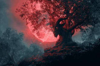 create a horror metal cover illustration with manual drawing