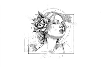 design minimal portrait tattoo in linework style