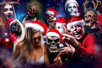 design a unique holiday mashup poster in christmas
