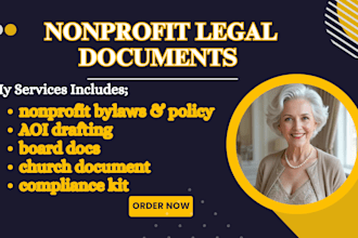 draft nonprofit bylaws, aoi, col and policy templates for compliance