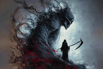 create realistic dark art horror illustrations