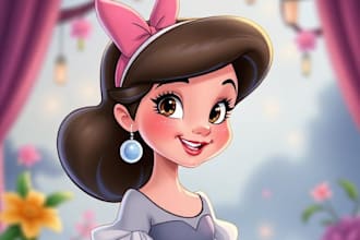 draw cartoon portrait in disney cartoon illustration
