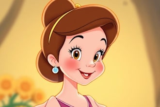 portrait in disney cartoon illustration
